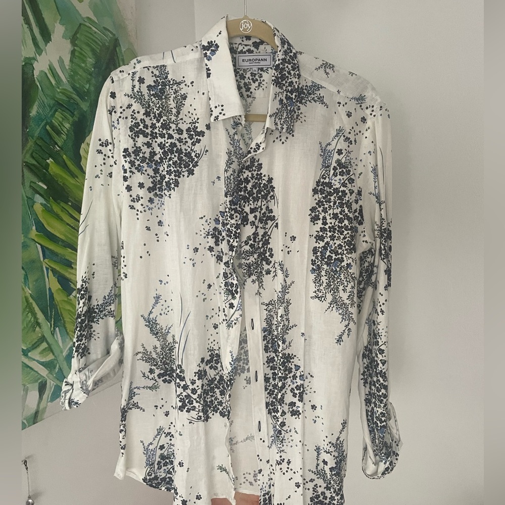 Europann Linen Long Sleeve Button Down 2/Med